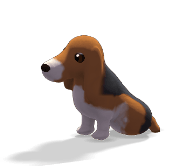 Beagle en 3D, assis