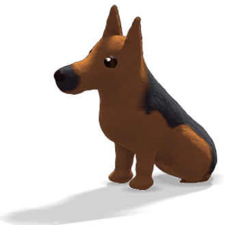 Berger Allemand en 3D, assis
