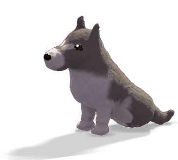 Husky en 3D, assis