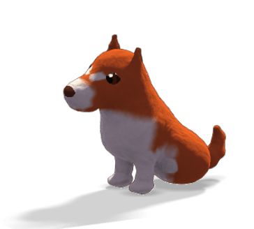 Shiba Inu en 3D, assis