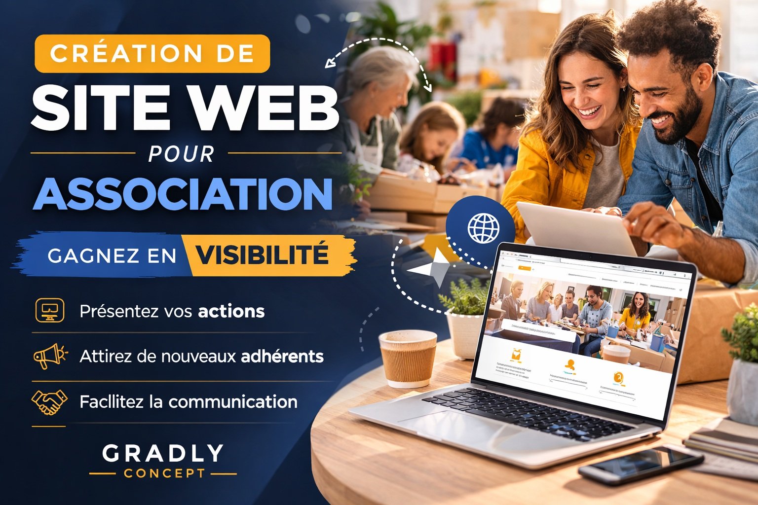 création site web association – exemple de site internet pour association réalisé par Gradly Concept