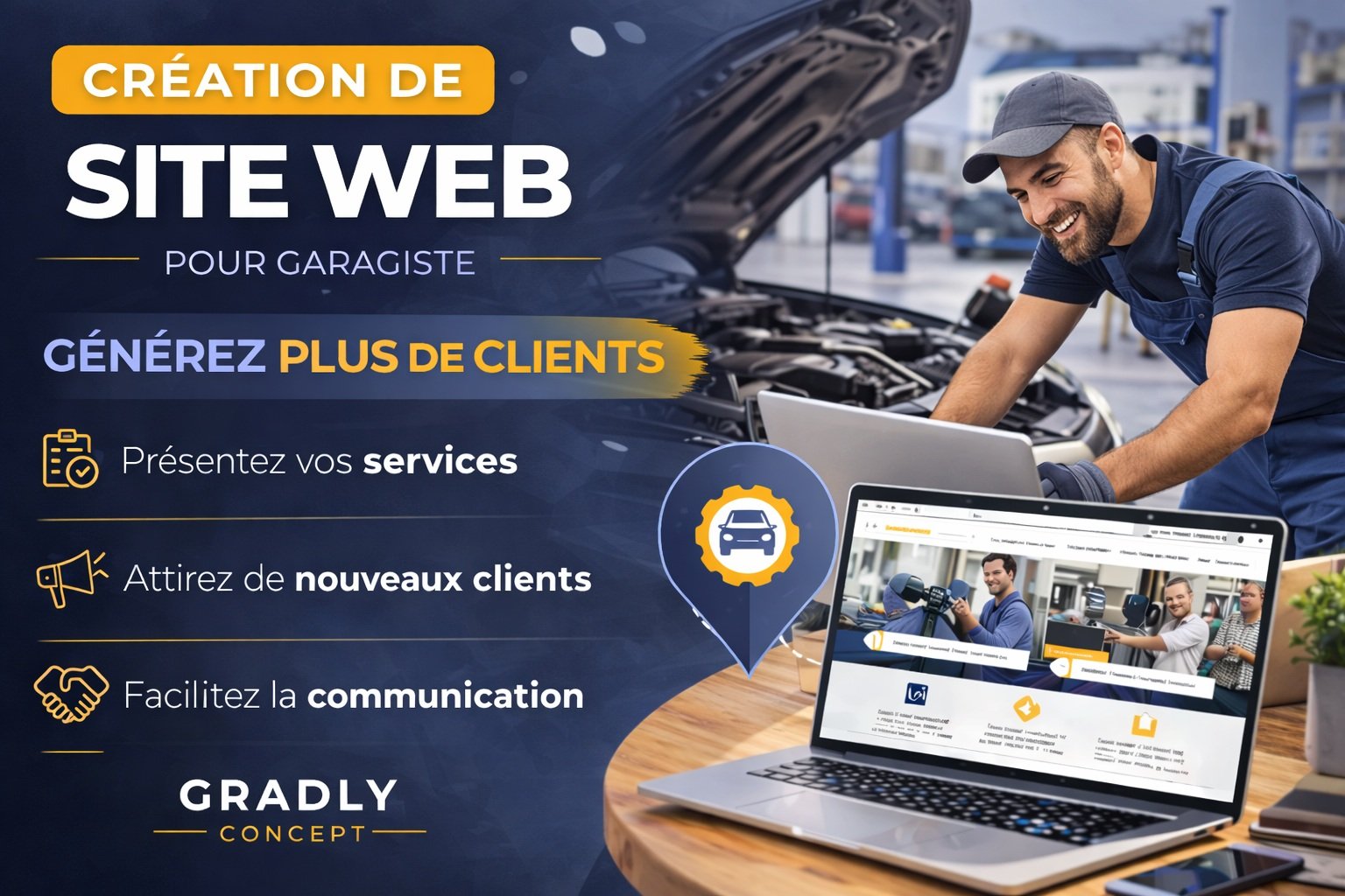 création site web garagiste – exemple de site internet pour garagiste réalisé par Gradly Concept