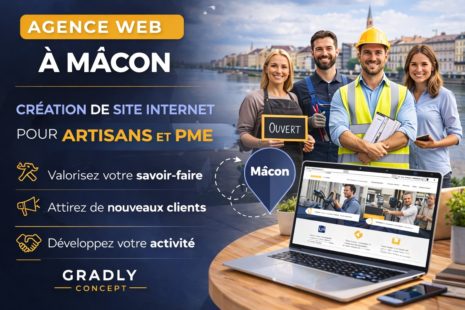 agence web Mâcon – création de site internet pour artisans et PME à Mâcon par Gradly Concept