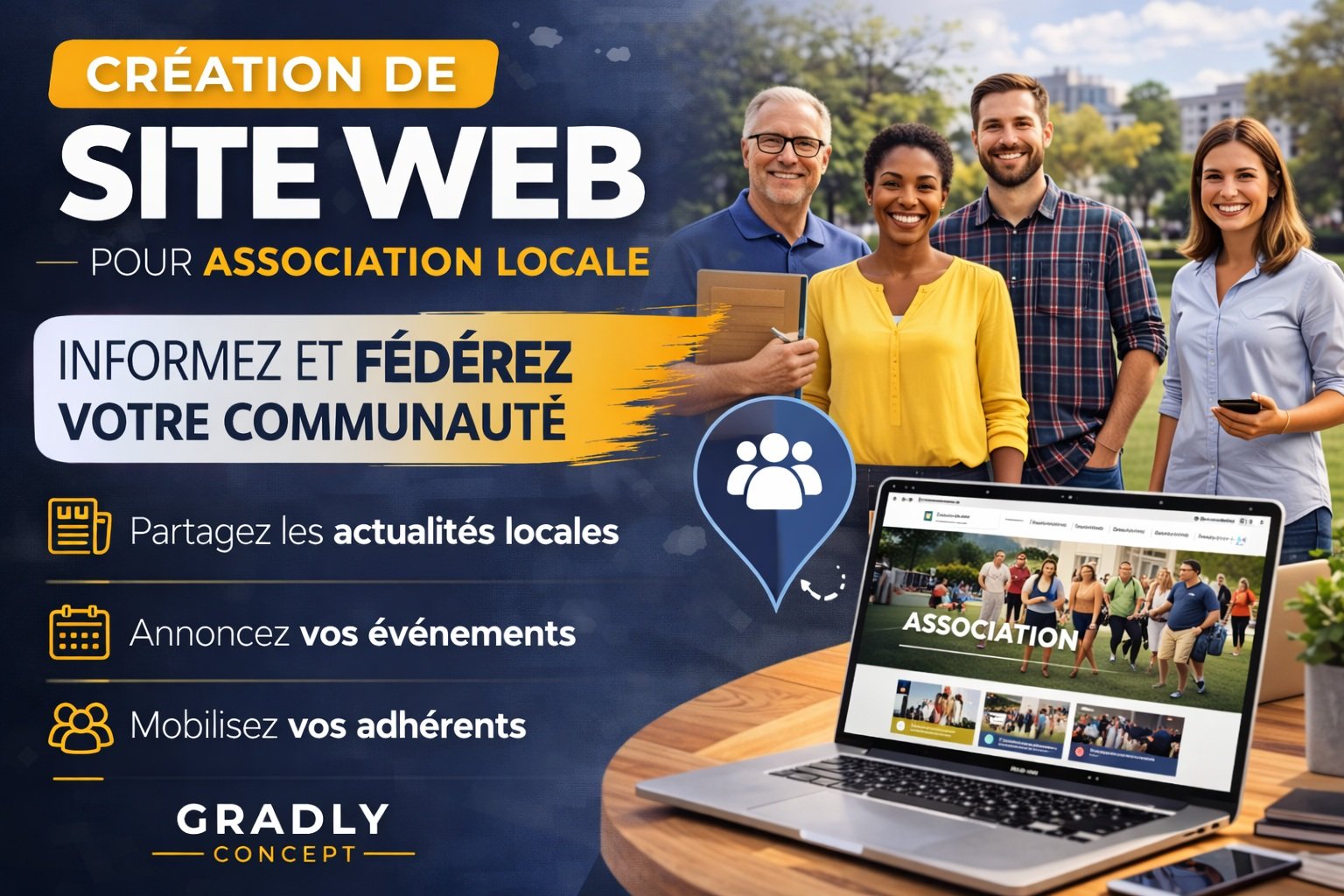 création site web association locale – exemple de site internet pour association locale réalisé par Gradly Concept