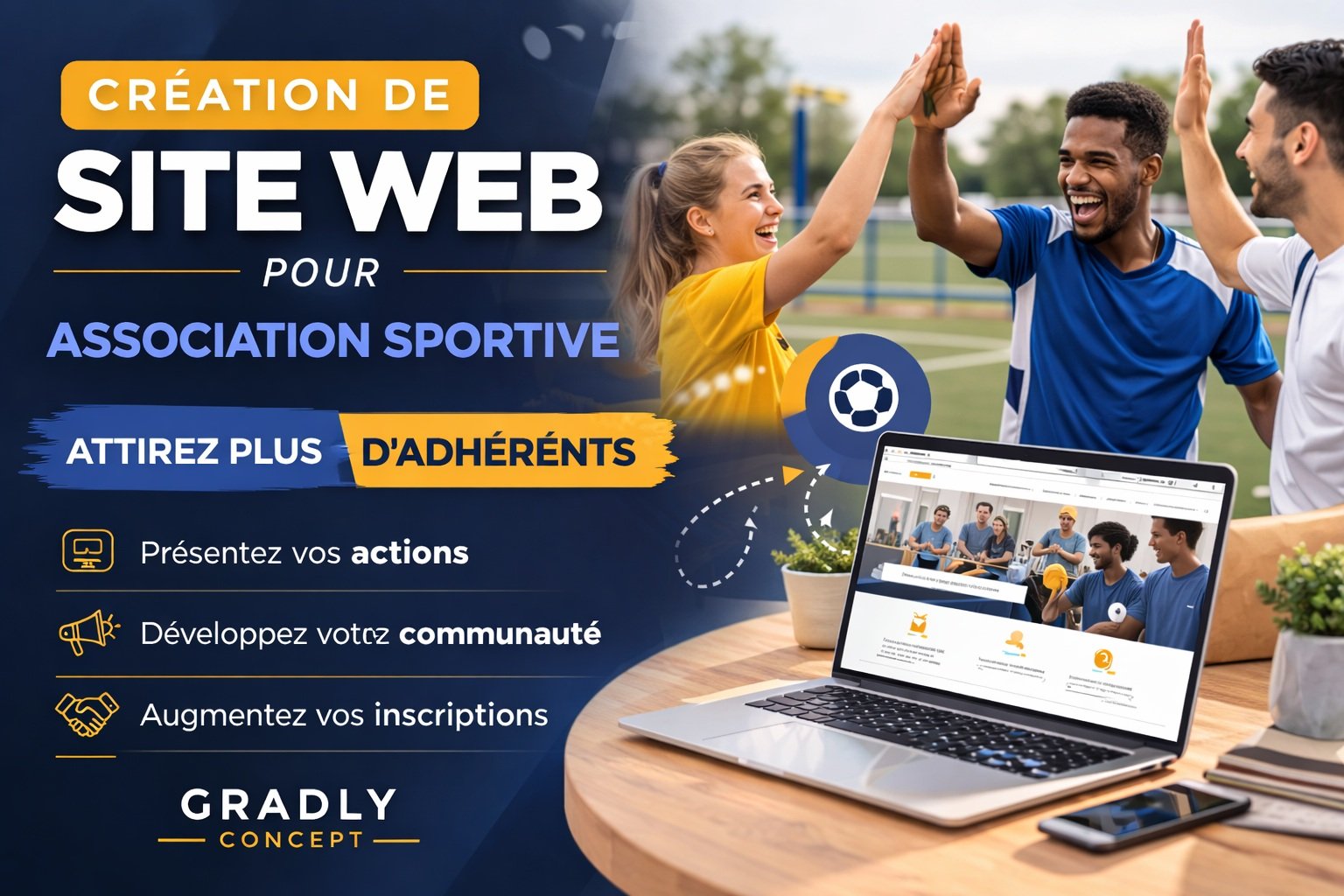 création site web association sportive – exemple de site internet pour club de sport réalisé par Gradly Concept
