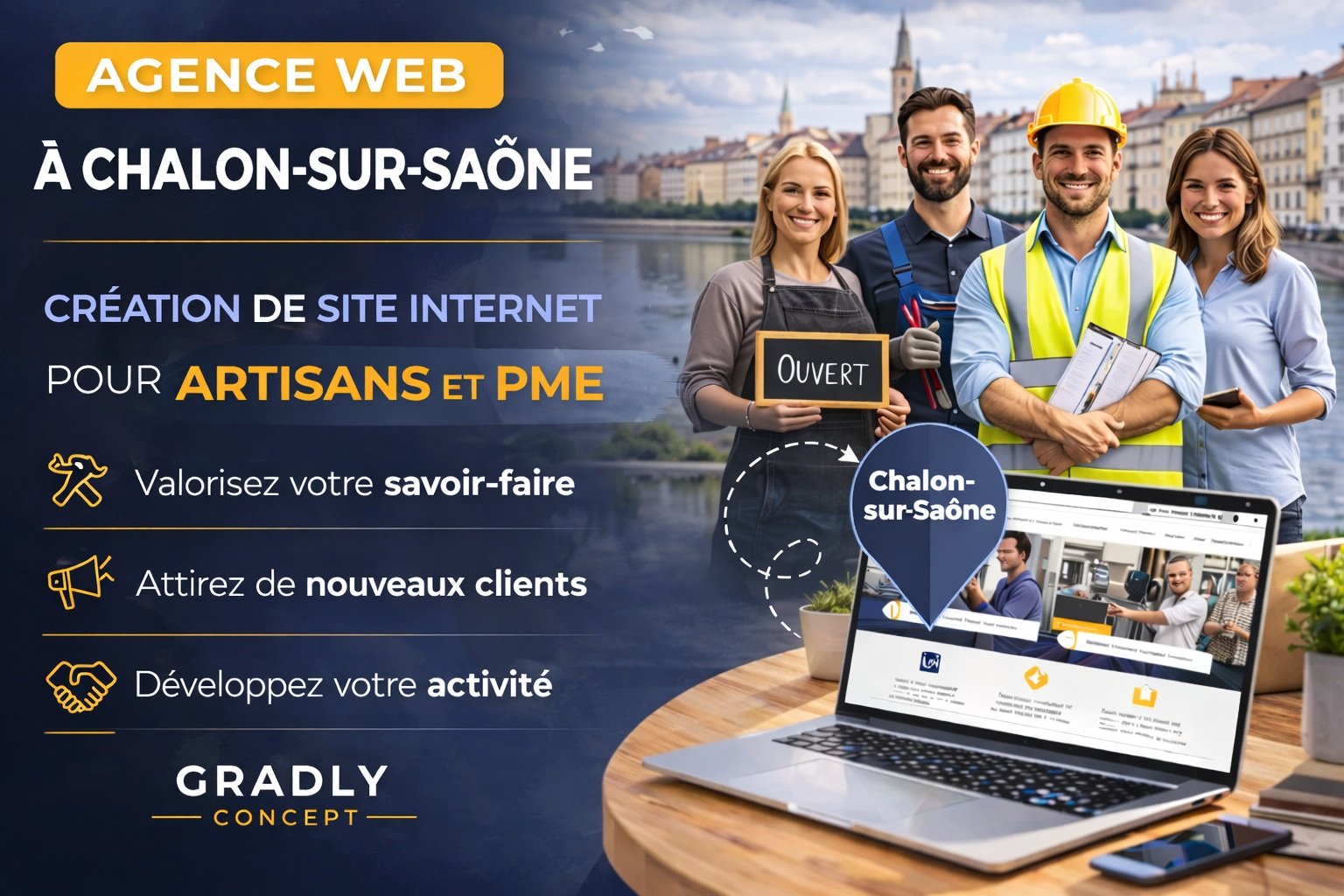 agence web Chalon-sur-Saône – création de site internet pour artisans et PME à Chalon-sur-Saône par Gradly Concept
