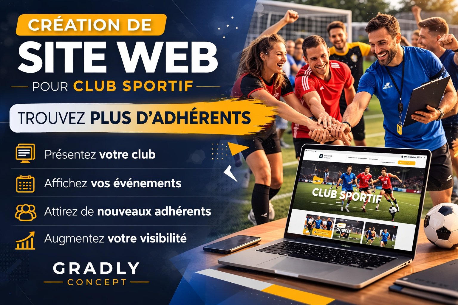 création site web club sportif – exemple de site internet pour club sportif réalisé par Gradly Concept