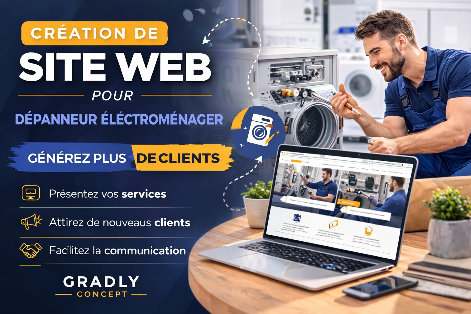 création site web dépanneur électroménager – exemple de site internet pour dépanneur électroménager réalisé par Gradly Concept