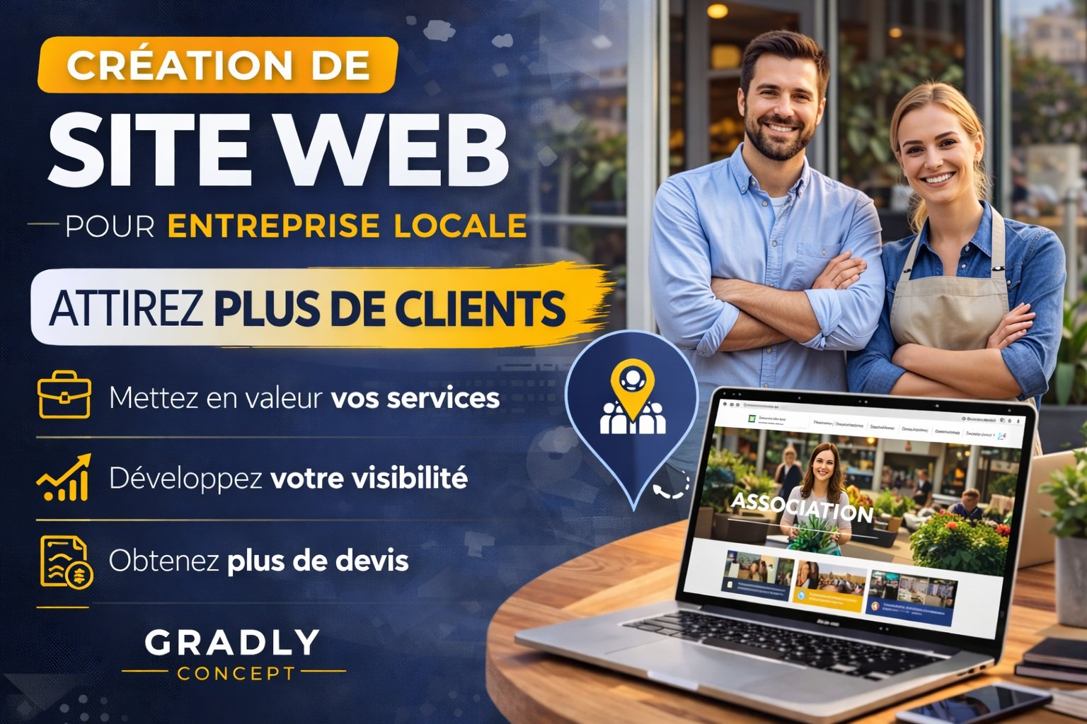 création site web entreprise locale – exemple de site internet pour entreprise locale réalisé par Gradly Concept
