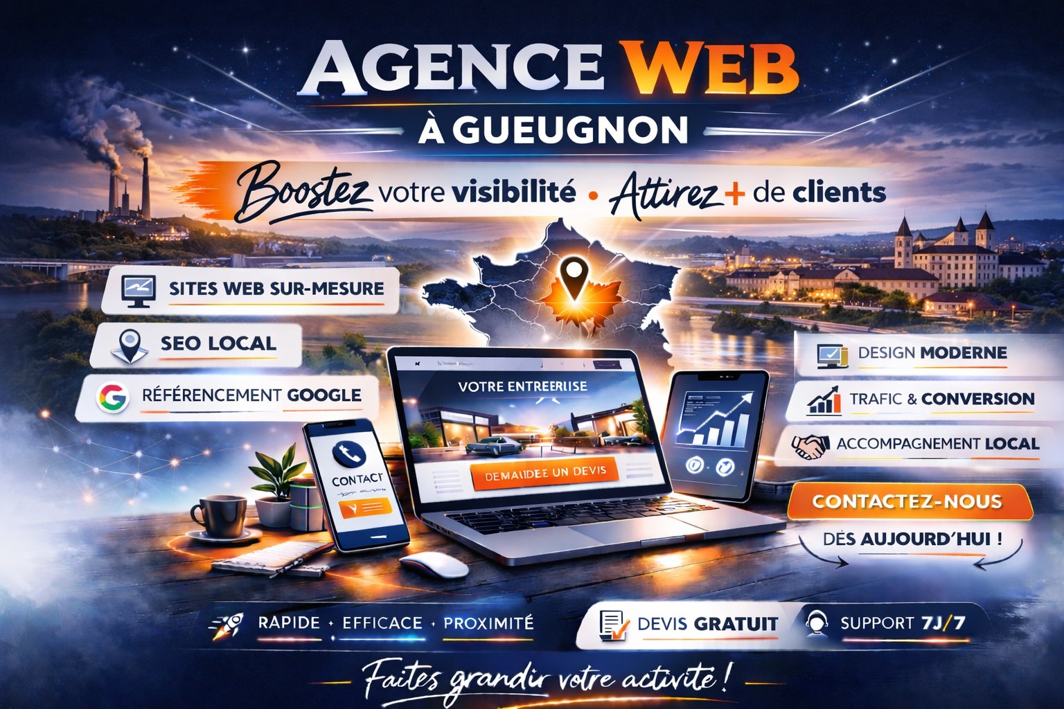 agence web Gueugnon – création de site internet pour artisans et PME par Gradly Concept