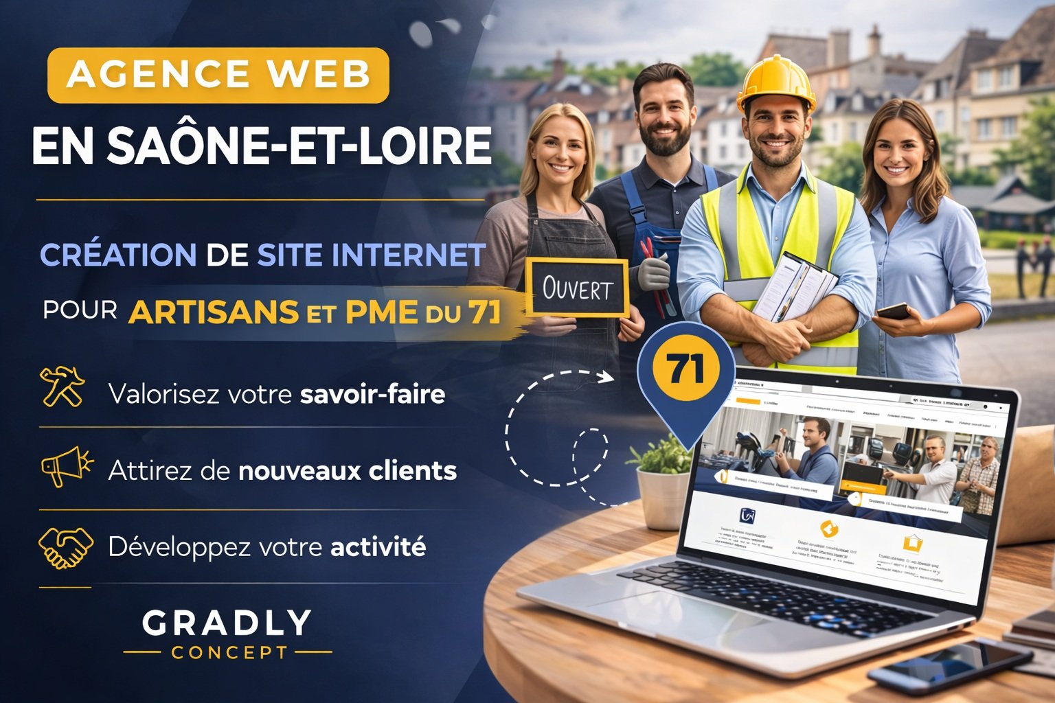 agence web Saône-et-Loire – création de site internet pour artisans et PME du département 71 par Gradly Concept
