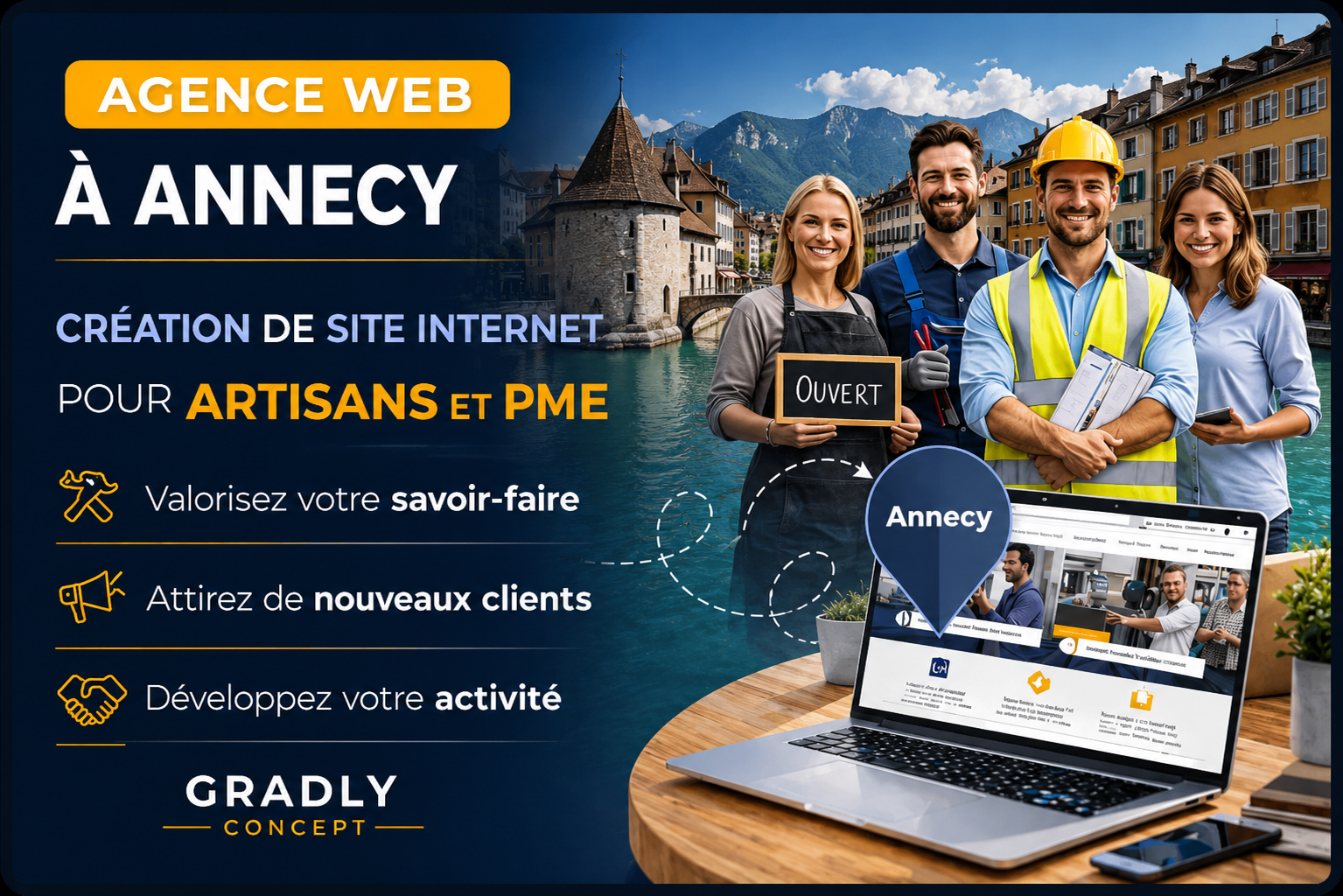 agence web Annecy – création de site internet pour artisans et PME par Gradly Concept