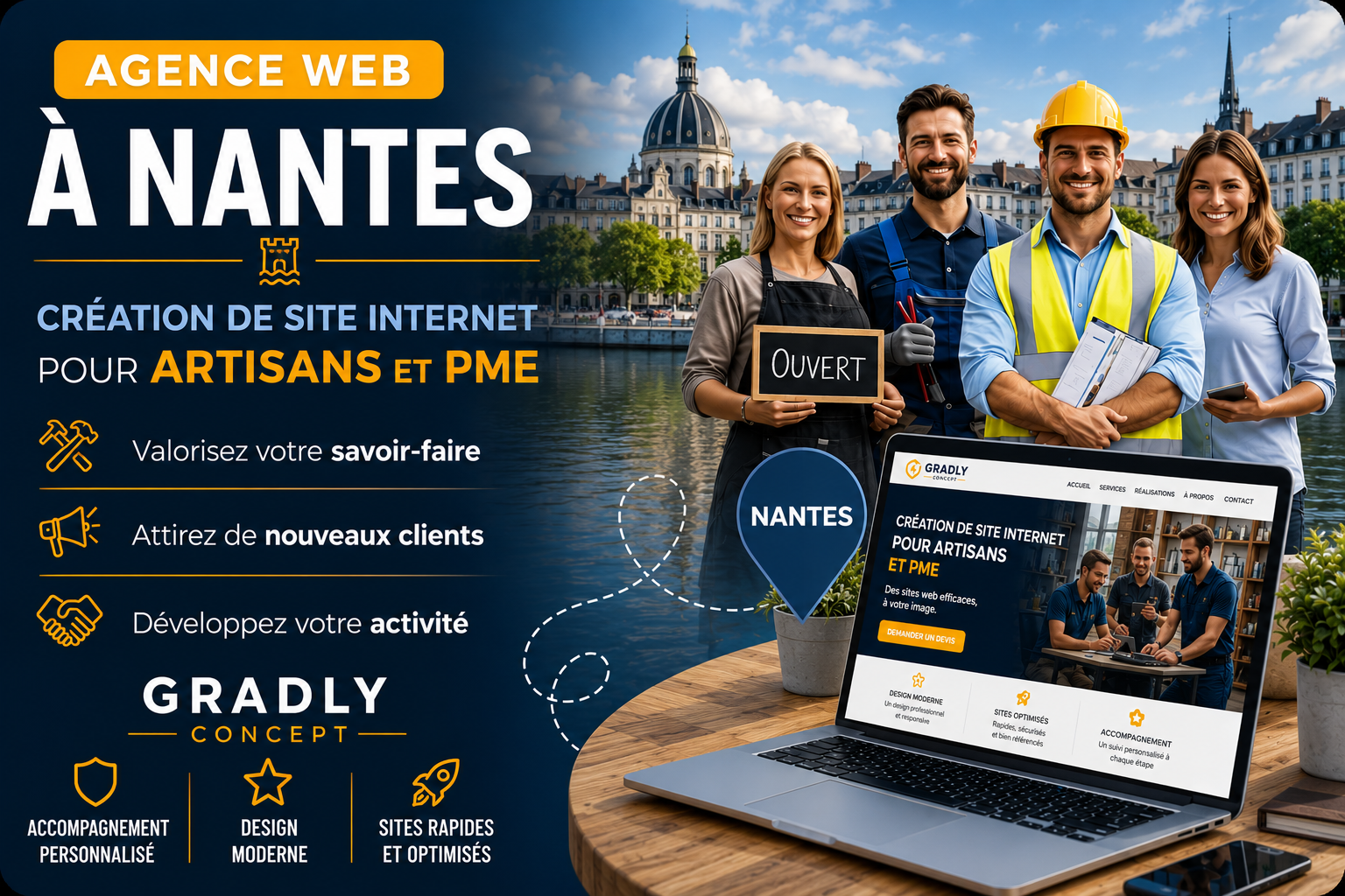 agence web Nantes – création de site internet pour artisans et PME par Gradly Concept